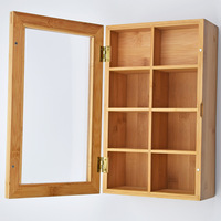 Boîte de rangement pour huiles essentielles en bambou naturel avec couvercle en verre et tiroir pour le stockage d'aromathérapie