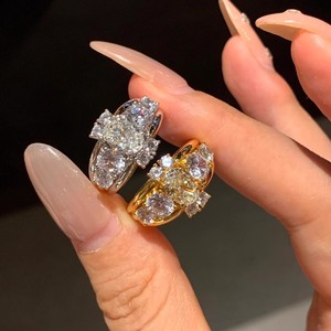 Mode lichte luxe moderne koperen kruis zirkoon duiven-ei <span class=keywords><strong>ring</strong></span> voor dames - Product Image 4
