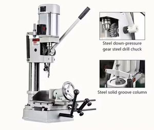 Machine à tenonner et mortaiser multifonctionnelle pour le travail du bois, avec fonction de perçage et de rainurage, petite, manuelle, de type banc, à moteur central - Product Image 1