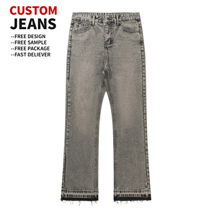 High Quality Wide Leg Vintage Baggy Denim <b>Overalls</b> Hip Hop Streetwear Custom Distressed Washed Designer Jeans <b>Men</b> - Product Image 1