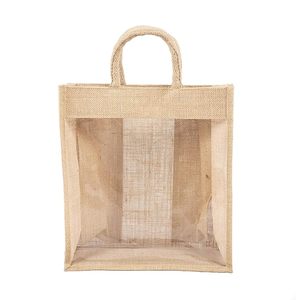 <b>Wholesale</b> 100% <b>Premium</b> Eco-friendly Jute Bag Transparent Fashionable & Personable Water-Resistant Open Closure for <b>Cosmetics</b> - Product Image 1