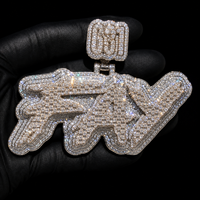Pendentif Lettre Personnalisé Moissanite Iced Out Style Hiphop Cursive en Argent 925 Plaqué Rhodium/Or/Argent Certifié GRA