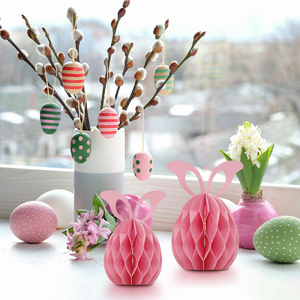 Artisanat en papier de Pâques DIY, <span class=keywords><strong>lapin</strong></span> de Pâques en papier nid d'abeille, ornements de <span class=keywords><strong>lapin</strong></span> avec aimant pour la décoration de fête de Pâques à la maison - Product Image 5