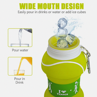 Bouteilles d'eau pliables en silicone pour le golf, le football, le basketball et le tennis, 18,5 oz (550 ml)