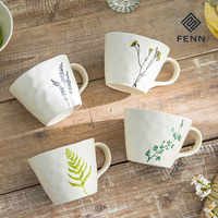 FENN tasse en céramique de café tasses en porcelaine 500ML motif floral rétro tasse à expresso pour lait Latte Cappuccino thé Couple cadeaux tasse