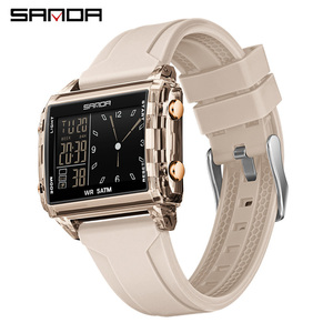 SAMOA 6273 Men's Analog-Digital Sport Watch 5ATM Waterproof Silicone <b>Strap</b> Black Rectangle Case ABS Material - Product Image 1