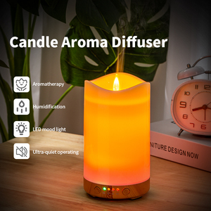 Bougie Machine Humidificateur Huile Essentielle Aroma Diffuseur Humidificateur Diffuseur avec Simulé Flamme <span class=keywords><strong>Nuit</strong></span> - Product Image 1