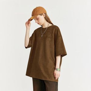 Camiseta Oversize Vintage Lavada con Tejido de Punto Grueso, Diseño de Logotipo Personalizado, Patrón Liso, Cuello Redondo, Estilo Casual - Product Image 2