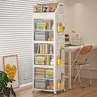 Chariot de cuisine multifonctionnel à 4 niveaux, blanc, en PP, design peu encombrant pour le rangement des garde-manger, des fruits, des oignons et des légumes