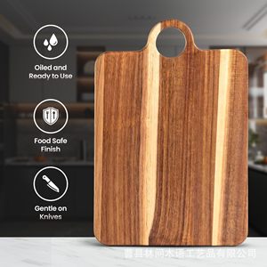 Acacia <b>Wood</b> Cutting Board Rectangle With Handle Kitchen Chopping <b>Block</b> For Hotel Meals Coffee Tea - Product Image 5