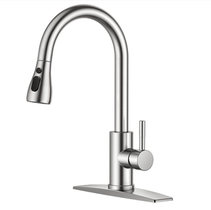 Grifo de Cocina Monomando Moderno Clásico Estilo Rústico con Acabado Níquel Cepillado, Rociador Extraíble, Cerámica y Acero Inoxidable 304 para Fregadero - Product Image 1
