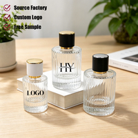 Flacons de parfum en verre à rayures verticales, flacons cosmétiques cylindriques vides à remplir