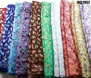 Nouvelle Arrivée Dentelle <span class=keywords><strong>Guipure</strong></span> à Cordons avec Paillettes 2024 Cordon Africain Soluble dans l'Eau pour la Confection de Robes de Soirée de Luxe pour Femmes - Product Image 6