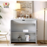 HJ Home Jonathan Adler Talitha Konsolenschrank aus Metall und Massivholz für den Eingangsbereich, Aufbewahrung, Silber