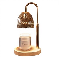 Lampe chauffe-bougie en verre, lumière d'ambiance, avec minuterie, intensité réglable, hauteur ajustable, 2 ampoules pour bougies en pot, anniversaire, ouverture de maison
