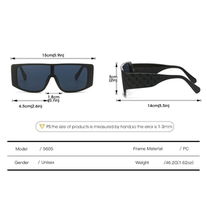 Lunettes de soleil personnalisées tendance, surdimensionnées, carrées, pour hommes et femmes, avec une seule lentille, de haute qualité, à monture large - Product Image 5