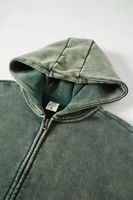 Sweat à capuche zippé pour homme, coupe oversize, en coton épais, délavé à l'acide, style streetwear vintage, avec logo personnalisé, haute qualité
