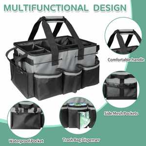 <b>Cleaning</b> <b>Caddy</b> Bag Wearable, Supplies Organizer With Handle, Shoulder Straps & Detachable Divide - Product Image 2