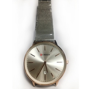 Montre-bracelet à quartz pour homme, minimaliste, légère, avec calendrier en verre, boîtier en alliage, ultra-fine, bracelet en acier inoxydable - Product Image 4