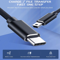 Câble USB Type C vers Mini USB, charge rapide, synchronisation des données, cordon USB-C vers Mini 5 broches OTG pour appareil photo numérique, lecteur MP3, récepteur GPS