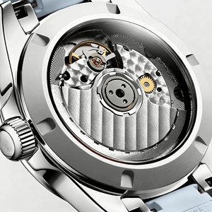 Nouvelle montre automatique Longinesing 2026 avec boîtier en acier argenté, cadran bleu soleil, date et bracelet en caoutchouc texturé bleu clair - Product Image 5