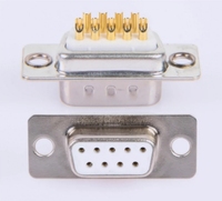 Deux rangées de contacts solides capot en métal plaqué or DB9 9 broches connecteur série RS-232 DB9 connecteur femelle