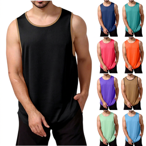 เสื้อกล้ามออกกำลังกายผู้ชาย แขนกุด สีพื้น คอกลม สำหรับเล่นกีฬา ฟิตเนส ระบายอากาศได้ดี ทรงเข้ารูป ปรับแต่งได้ - Product Image 1