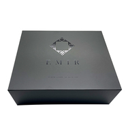 Boîte cadeau rigide en carton noir mat avec fermeture magnétique, logo personnalisé, emballage en papier pliable avec couvercle pour emballage cadeau