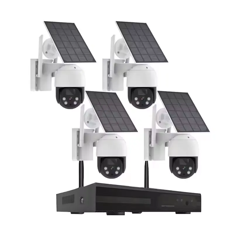 Batterie Solarstrom-Kamera-Kit 2-Wege-Audio PTZ Kamera drahtloses NVR-System 4CH 4MP WLAN-Überwachungskit