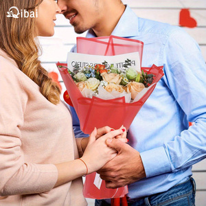 Qibai 20pcs rouge bord magique translucide fleur papier d'emballage étanche Durable <span class=keywords><strong>Rose</strong></span> Bouquet Wrap pour mariages artisanat autocollants - Product Image 4
