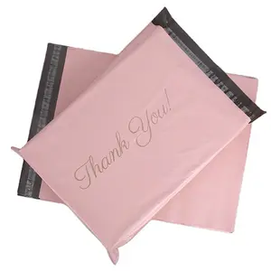 Custom Boutique Poly Pink Mailers Plastic Printed Thank You Mailing Bag Self Adhesive Apparel Shipping Poly Bags For Packaging