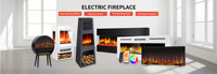 Cheminée électrique autoportante personnalisée en usine, 2 réglages de chaleur, thermostat réglable, protection contre la surchauffe, flamme LED