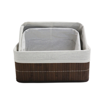 Panier à linge pliable en tissu de cadre en bambou de conception moderne Paniers de rangement rectangulaires écologiques pour boîte à lunch Vente en gros