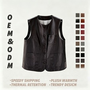Classic Genuine Leather Vintage Waterproof Fitted Women's Waistcoat Vest High Quality for Daily Office Commute