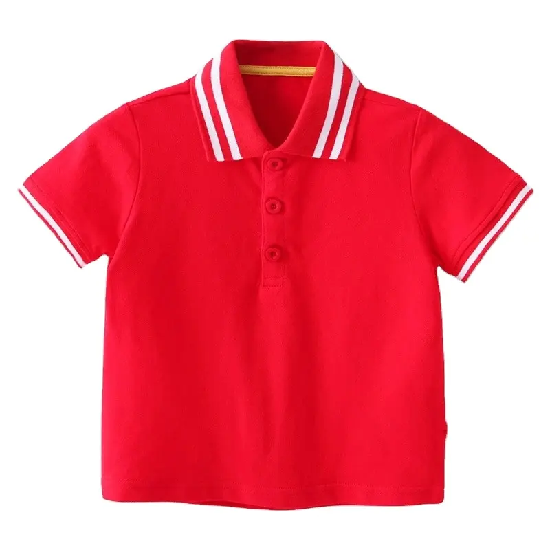 custom logo 100% cotton pique kids t-shirt polo turn-down collar rib boys polo shirts patchwork customize polo shirt for kids