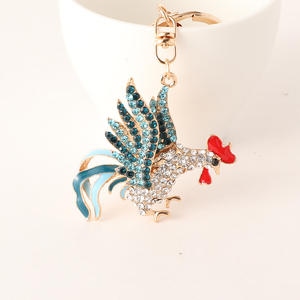 Trendy Zinc Alloy Chinese Zodiac <b>Sign</b> Chicken Charm <b>Enamel</b> Rhinestone Vintage Coin Holder Keychain for Christmas Gift - Product Image 5