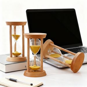 Reloj de Arena Cilíndrico de Madera y Vidrio, Diseño Minimalista Hecho a Mano, 1, 3, 5 Minutos, Portátil, Temporizador Preciso para Juegos Infantiles, Bodas, Hogar - Product Image 5
