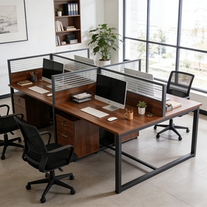 Cabines de bureau modulaires efficaces, cloisons de confidentialité commerciales, bureaux informatiques pour 6/4 employés avec écrans, meubles de séparation - Product Image 3