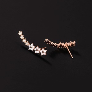 Style coréen femmes cristal fleur boucle d'oreille or argent plaqué doux femmes filles Zircon diamant fleur boucle d'oreille cadeaux - Product Image 3