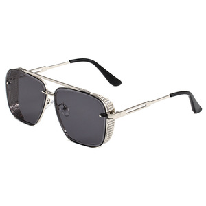 Lunettes de <span class=keywords><strong>soleil</strong></span> métalliques de haute qualité, style steampunk, dorées, <span class=keywords><strong>miroir</strong></span>, carrées, à dessus plat, pour hommes - Product Image 3