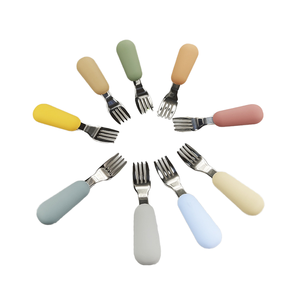 Juego de Cuchara y Tenedor para Bebé de Acero Inoxidable Personalizado, Libre de BPA, Mango de Silicona Ecológico, Apto para Alimentos, Kit de Cubiertos para Niños Pequeños - Product Image 1