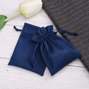 Dark Blue <b>Drawstring</b> Jewelry Bag 8x10cm Fabric Storage <b>Pouch</b> For Rings Cosmetics Gifts Organize Jewelry Packaging - Product Image 2