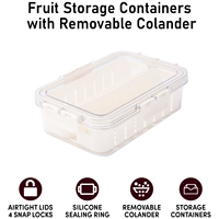 Boîte de rangement pour légumes de réfrigérateur avec passoire amovible, bac organisateur en plastique pour la fraîcheur des fruits, conteneur de garde-manger