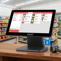 Sistema de Punto de Venta con Pantalla Dual de 15.6"+11.6", Windows, Táctil Capacitiva, Caja Registradora para Supermercados