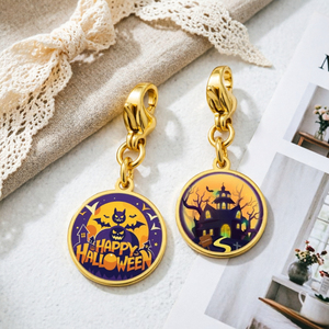 <span class=keywords><strong>Bracelet</strong></span> à breloques italien en acier inoxydable avec fermoir homard, motif Halloween 'Trick or Treat' et 'Potion Magique', breloques à clipser, bijoux mystiques - Product Image 1
