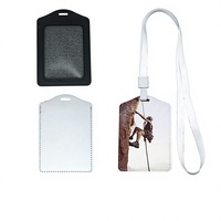 Porte-badge en cuir PU vierge pour sublimation, design moderne et minimaliste, simple face, pour badge d'identité de bureau, avec logo personnalisé par transfert thermique, étui pour nom.