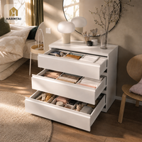 Commode blanche minimaliste moderne sans poignées HarmTai à 3 tiroirs avec organisateur de rangement pour chambre à coucher et armoire à vêtements