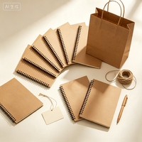 Cuaderno Espiral A5 de Papel Kraft en Blanco, 50 Hojas, Cuaderno de Papel Personalizado - Marca MS para Regalos, Negocios y Uso en la Oficina