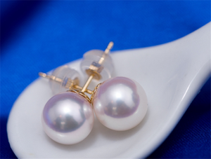 18Kピュアソリッドパールイエローゴールド7-7.5mm3a本物の海水日本のアコヤパールスタッドイヤリングのサプライヤー - Product Image 4
