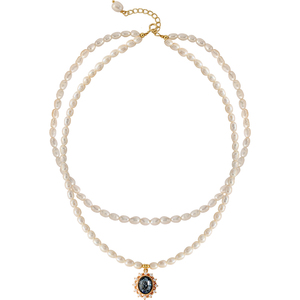 1483 Small Pearl Necklace Stacked with Double Chain - Product Image 5